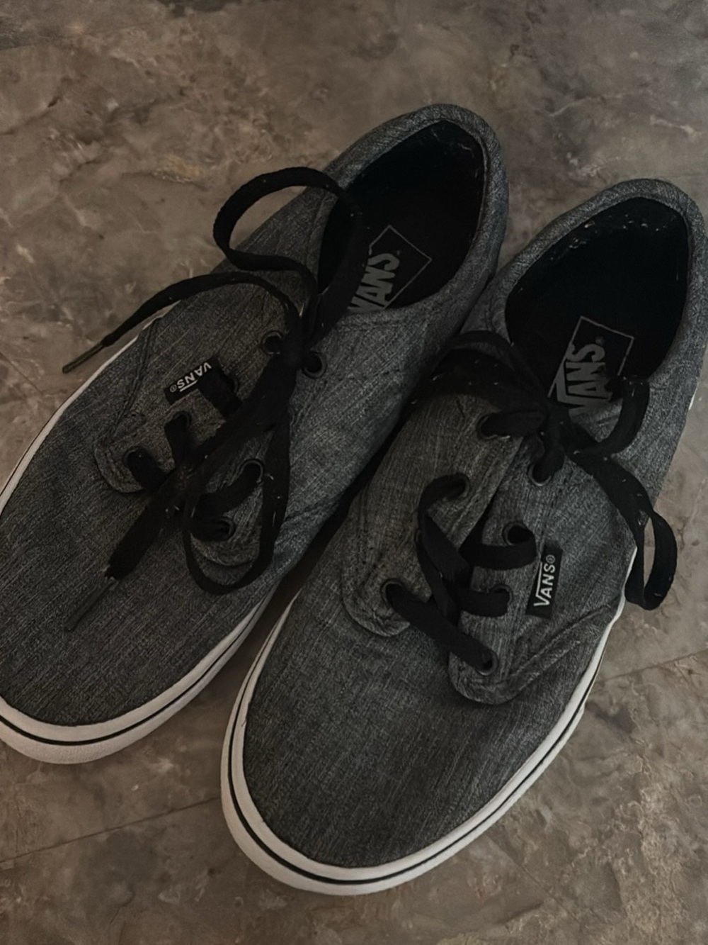 Vans Men’s Gray Canvas Low-Top Sneakers with Black Laces